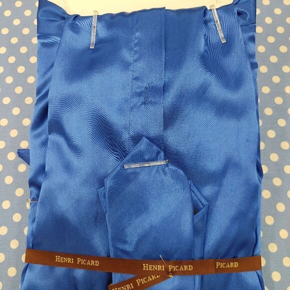 HENRI PICARD MENS ROYAL SATIN COMBO SLIM FIT SHRT. SS100 - Picture 2 of 3